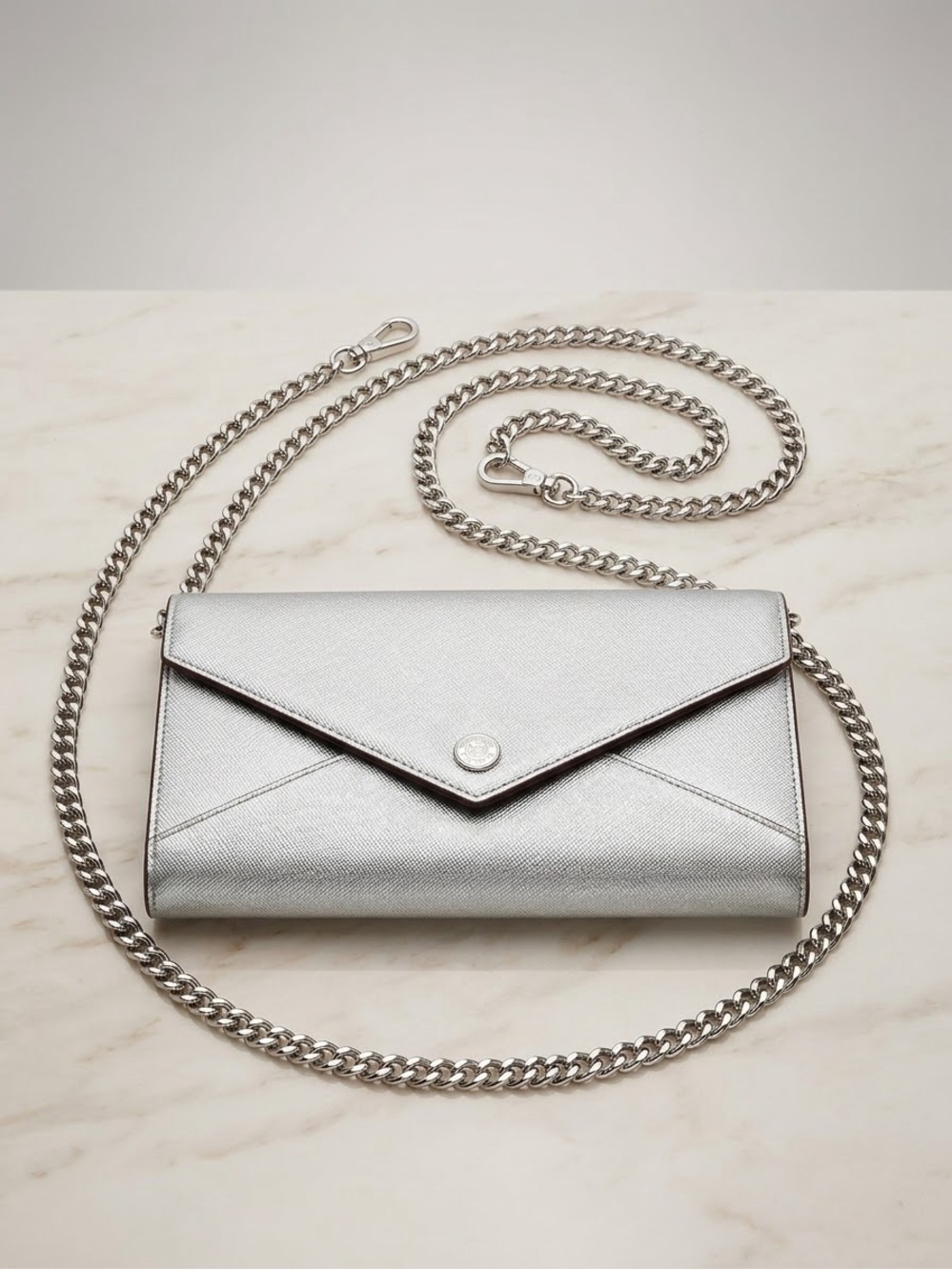 Rebecca Minkoff Metallic Silver Envelope Crossbody